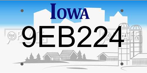 9EB224 Iowa License Plate