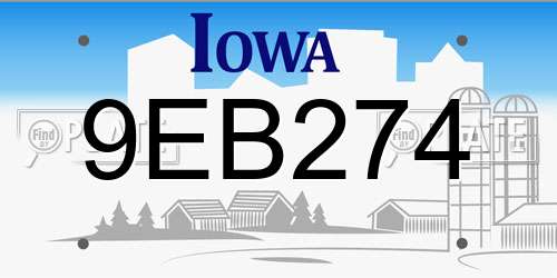 9EB274 Iowa License Plate