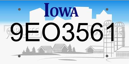 9EO3561 Iowa License Plate