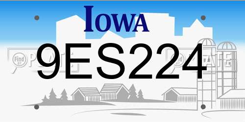 9ES224 Iowa License Plate