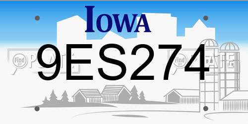 9ES274 Iowa License Plate