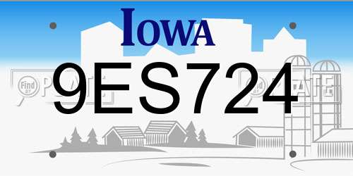 9ES724 Iowa License Plate