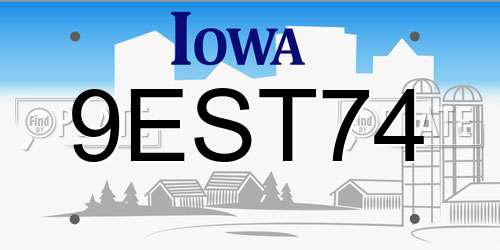 9EST74 Iowa License Plate