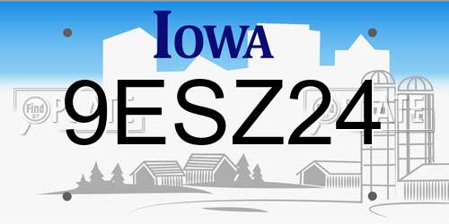 9ESZ24 Iowa License Plate