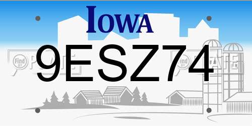 9ESZ74 Iowa License Plate