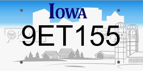 9ET155 Iowa License Plate