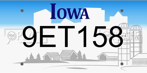 9ET158 Iowa License Plate