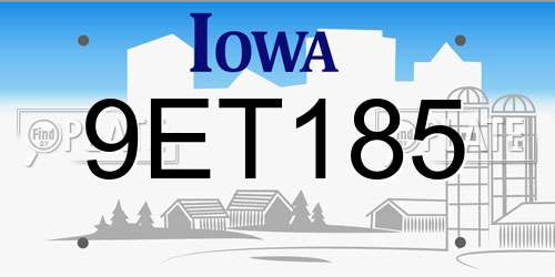 9ET185 Iowa License Plate