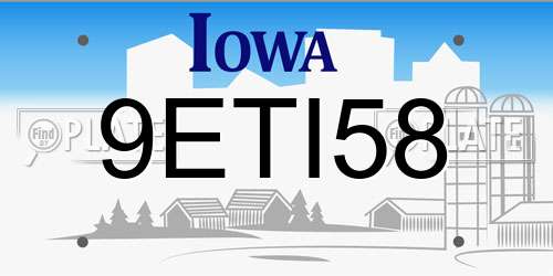 9ETI58 Iowa License Plate