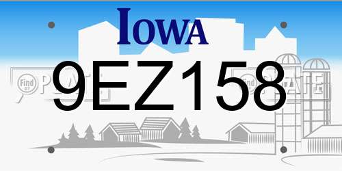 9EZ158 Iowa License Plate