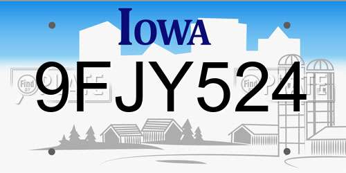 9FJY524 Iowa License Plate