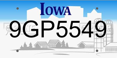 9GP5549 Iowa License Plate