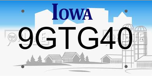 9GTG40 Iowa License Plate