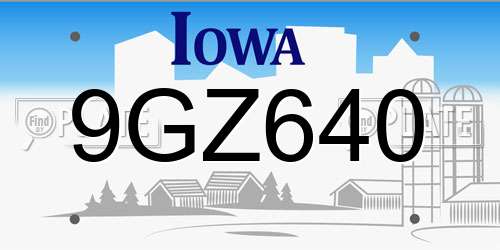 9GZ640 Iowa License Plate