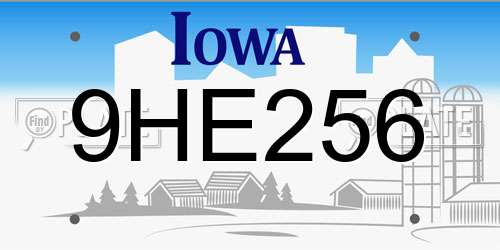 9HE256 Iowa License Plate