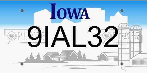 9IAL32 Iowa License Plate
