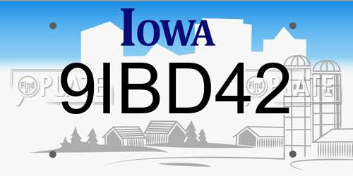 9IBD42 Iowa License Plate