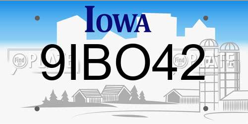 9IBO42 Iowa License Plate