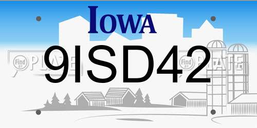 9ISD42 Iowa License Plate