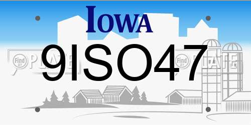 9ISO47 Iowa License Plate