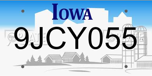 9JCY055 Iowa License Plate