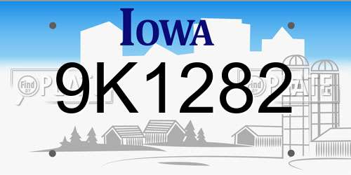 9K1282 Iowa License Plate