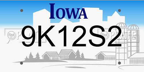 9K12S2 Iowa License Plate