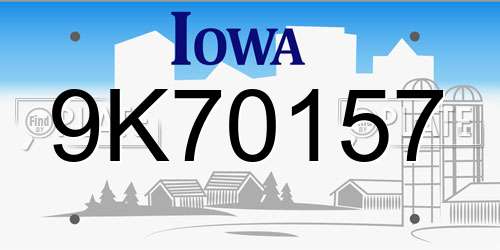 9K70157 Iowa License Plate