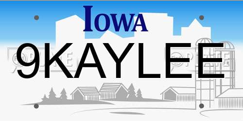 9KAYLEE Iowa License Plate