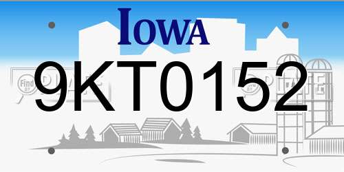 9KT0152 Iowa License Plate