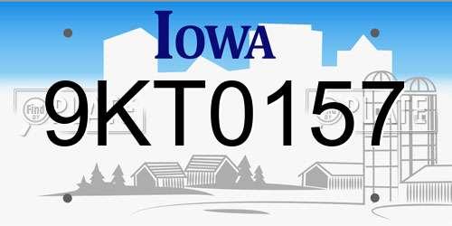 9KT0157 Iowa License Plate