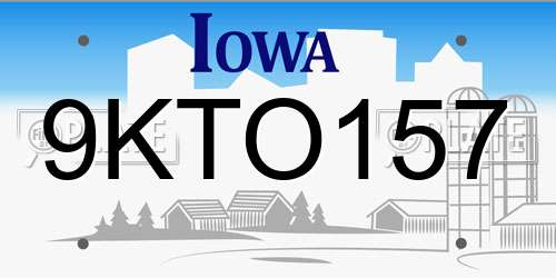 9KTO157 Iowa License Plate