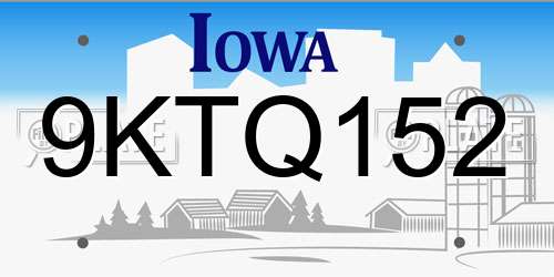 9KTQ152 Iowa License Plate