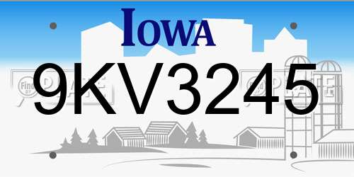 9KV3245 Iowa License Plate