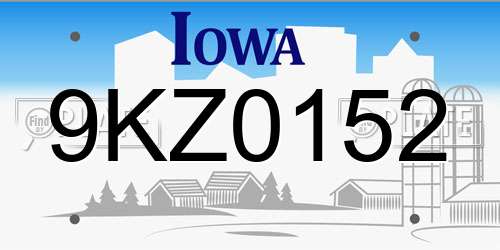 9KZ0152 Iowa License Plate