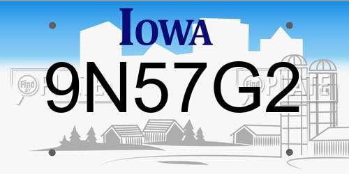 9N57G2 Iowa License Plate