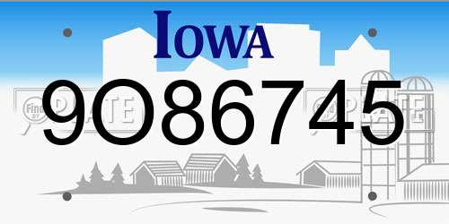 9O86745 Iowa License Plate