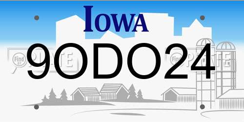 9ODO24 Iowa License Plate