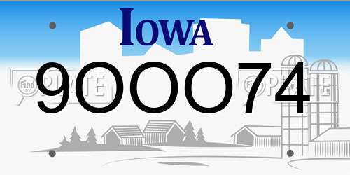9OOO74 Iowa License Plate