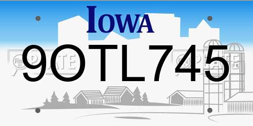 9OTL745 Iowa License Plate