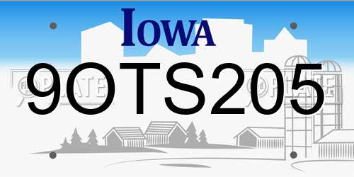9OTS205 Iowa License Plate