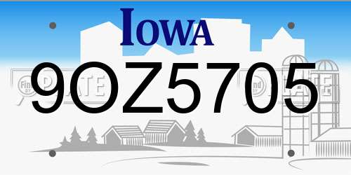 9OZ5705 Iowa License Plate