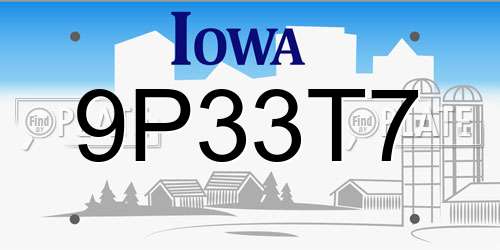 9P33T7 Iowa License Plate