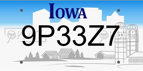 9P33Z7 Iowa License Plate