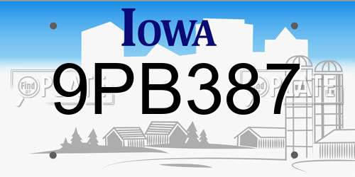 9PB387 Iowa License Plate