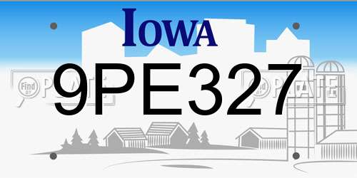 9PE327 Iowa License Plate