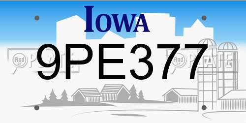 9PE377 Iowa License Plate