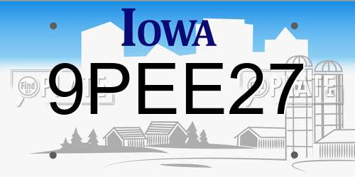 9PEE27 Iowa License Plate