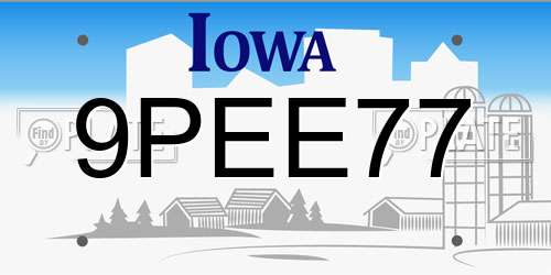 9PEE77 Iowa License Plate