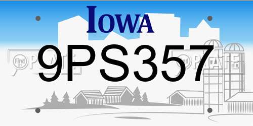 9PS357 Iowa License Plate